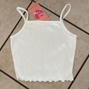 Tillys White Square Neck Womens Ribbed Lettuce Cami